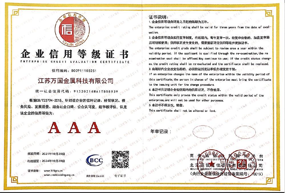 信用等級證書